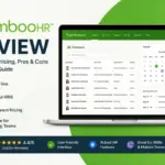 BambooHR Review 2026 featured image showing BambooHR dashboard mockups, pricing, HRIS features, pros and cons.