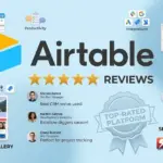 Airtable logo on a light blue background with SaaSZap branding for an Airtable Review 2026 article.