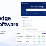 Best Knowledge Base Software featured image showing a help center interface, article categories, search bar, analytics cards, and knowledge base dashboard