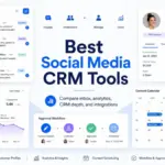 Best Social Media CRM Tools featured image showing unified inbox, customer profiles, social listening, content calendar, workflow approvals, and integrations.