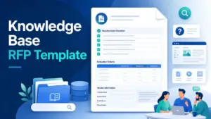 Knowledge Base RFP Template with checklist, evaluation criteria, vendor information, and knowledge base icons