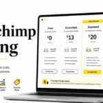 Mailchimp Pricing 2026 featured image showing plan comparison cards for Free, Essentials, Standard, and Premium