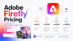 Adobe Firefly Pricing featured image showing Firefly plans, credits, monthly costs, and hidden pricing factors.