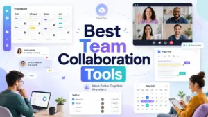 Best team collaboration tools with project boards, chat, video meetings, tasks, and shared documents
