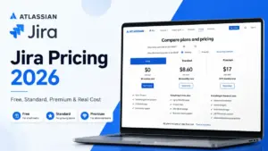 Jira Pricing 2026 featured image showing Jira pricing plans on a laptop screen