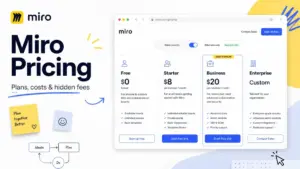 Miro Pricing featured image showing pricing plans for Free, Starter, Business, and Enterprise