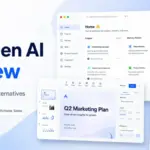 AnyGen AI Review featured image showing the AnyGen workspace dashboard, editable slide editor, and App Store pricing preview.