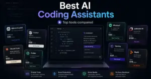 Best AI Coding Assistants comparison with code editor and AI coding tool cards