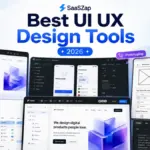 Best UI UX design tools 2026 featured image showing design, prototyping, wireframing, AI, and developer handoff interfaces