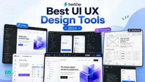 Best UI UX design tools 2026 featured image showing design, prototyping, wireframing, AI, and developer handoff interfaces