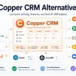 Copper CRM alternatives comparison showing HubSpot, Pipedrive, Zoho CRM, Freshsales, Salesforce, monday Sales CRM, Streak, Insightly, Nimble, and Close CRM