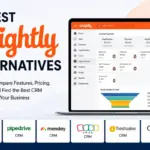 Featured image for Insightly Alternatives article showing CRM comparison with HubSpot, Pipedrive, monday CRM, Zoho, Freshsales, and Capsule.