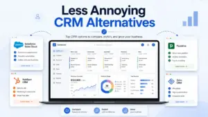 Less Annoying CRM Alternatives comparison dashboard with CRM software options for small business teams