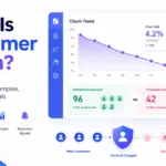 Featured image for What Is Customer Churn showing a SaaS churn dashboard, churn trend chart, retained customers, churned customers, and retention signals.