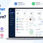 Featured image for customer service software showing a support dashboard with tickets, live chat, automation, AI assistance, omnichannel support, and self-service features.