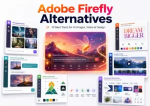 Adobe Firefly Alternatives 2026 featured image showing AI tools for image generation, video creation, typography, vector design, and creative editing.