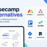 Best Basecamp alternatives for project management showing monday.com, Asana, ClickUp, Trello, Wrike, Zoho Projects, Jira, Smartsheet, and Notion