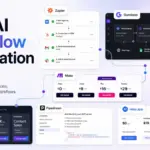 Best AI workflow automation tools featured image showing Zapier, Make, n8n, Gumloop, Pipedream, and Relay.app interface mockups