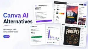 Canva AI Alternatives featured image comparing Canva, Adobe Express, VistaCreate, Kittl, and pricing options