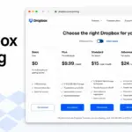 Dropbox Pricing featured image showing pricing plan cards for Basic, Plus, Standard, Advanced, and Enterprise