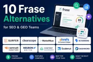Frase alternatives featured image comparing top SEO and content optimization tools