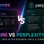 Gemini vs Perplexity 2026 comparison image for AI research, pricing, and team use cases.