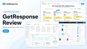 GetResponse Review 2026 covering pricing, automation, dashboard tools, and plan limits