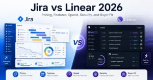 Jira vs Linear 2026 featured image comparing pricing, features, speed, security, and buyer fit