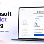 Microsoft Copilot Pricing featured image showing Copilot pricing cards for Copilot Chat, Copilot Business, and Microsoft 365 Copilot.