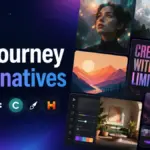 Midjourney Alternatives featured image with AI-generated art styles and creative tool options