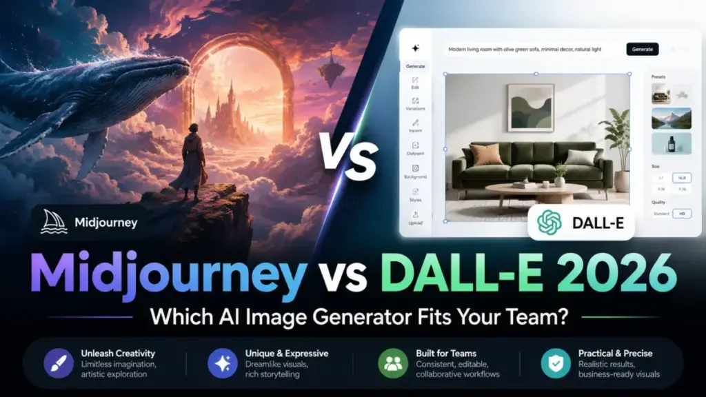 Midjourney vs DALL-E 2026 AI image generator comparison for creative and business teams