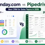 Monday.com vs Pipedrive 2026 CRM comparison for sales teams with dashboards, pipeline views, automation, and reporting features.