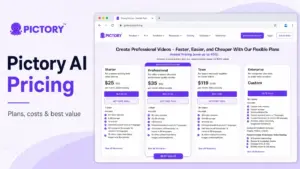 Pictory AI Pricing featured image showing pricing plans, costs, and best value plan comparison