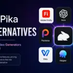 Pika Alternatives featured image showing AI video generator tools compared around a central Pika-style icon