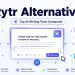 Rytr Alternatives featured image showing AI writing tools compared with content generation, paraphrasing, and copywriting options.