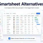 Smartsheet Alternatives featured image showing project management tool comparison with visual boards, dashboards, database workflows, and agile planning