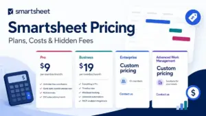 Smartsheet Pricing featured image showing Pro, Business, Enterprise, and Advanced Work Management plan cards