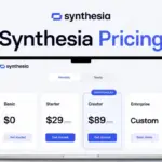 Synthesia Pricing featured image showing pricing cards for Basic, Starter, Creator, and Enterprise plans
