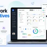 Teamwork alternatives comparison with project management dashboard, pricing cards, and team collaboration features