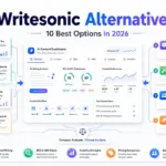 Writesonic Alternatives 2026 with AI writing, SEO, GEO, pricing comparison, analytics, and content workflow dashboard