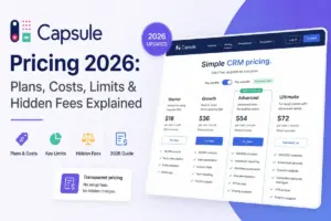 Capsule CRM Pricing 2026 with plans, costs, limits, and hidden fees