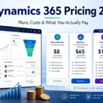 Dynamics 365 pricing 2026 comparison showing plans, costs, dashboard features, and estimated monthly prices.