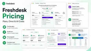 Freshdesk Pricing featured image showing plans, Omni pricing, AI add-ons, free program, and cost comparison