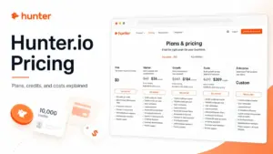 Hunter.io Pricing featured image showing pricing plans, credits, and yearly billing options