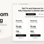Intercom Pricing featured image showing Intercom pricing cards for Essential, Advanced, and Expert plans with Fin AI Agent costs