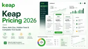 Keap Pricing 2026 guide with plan cards, add-ons, hidden fees, and total cost of ownership charts