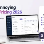 Less Annoying CRM Pricing 2026 featured image with a CRM dashboard and simple pricing comparison.