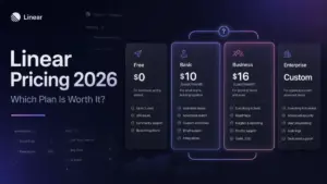Linear Pricing 2026 comparison of Free, Basic, Business, and Enterprise plans.