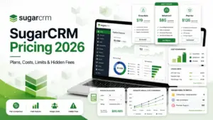 SugarCRM Pricing 2026 with plan comparisons, costs, limits, and hidden fees